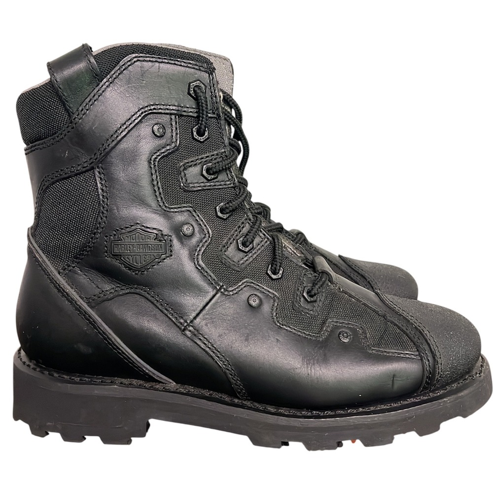 Harley Davidson Mens Black Leather Riding Boots 95244 Side Zip Size 11 USA